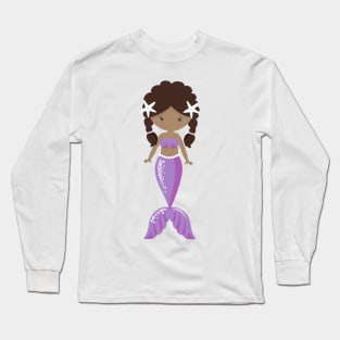 African American Mermaid, Cute Mermaid, Tail Long Sleeve T-Shirt